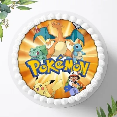 Produktbild von Für die Geburtstags Torte ein Tortenaufleger, Zuckerbild mit dem Motiv: Pokemon, Essbares Foto für Torten, Fondant, Ø 20cm, 0289w
