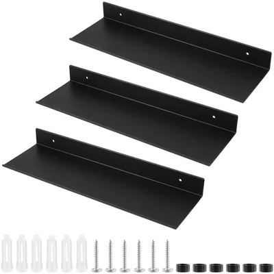 Productafbeelding van Set van 3 Wandplanken in Zwart Metaal