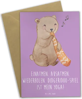Produktbild von Mr. & Mrs. Panda Grußkarte Didgeridoo Yoga - Lavendeltraum - Geschenk, Kultur, Grußkarten, atmosphärisch, Musik, traditionell, Musiker, dankeskarten, Australien, Lernen