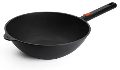 Wokpfanne Ø 30 cm, 10 cm hoch, Aluminium, Antihaft, abnehmbarer Stiel