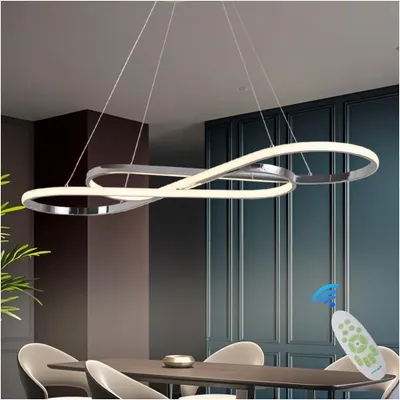 Image de Suspension LED lampe 57 W réglable moderne argent SXQYSM avec télécommande