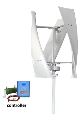 Image de Éolienne, conception à axe vertical, production d'énergie de 2000W, avec système de contrôle hybride, 48V, couleur blanche