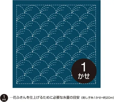 Produktbild von Olympus Sashiko Sampler (nur Stoff) "Hana Fukin (Navy) Nowaki", Stoff bedruckt, 33x33cm, Original aus Japan