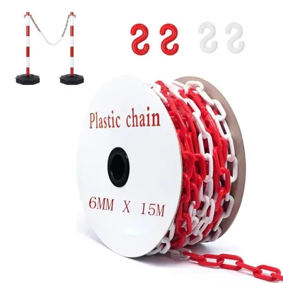 Immagine prodotto di Catena di delimitazione rosso e bianco, 8 mm x 25 m - Resistente e adatta agli agenti atmosferici