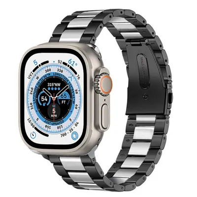 Produktbild von Strap-It Apple Watch Ultra Stahlarmband (Schwarz/Silber)