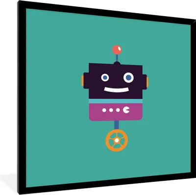 Produktbild von MuchoWow® Gerahmtes Poster Roboter - Rad - Lila - Grün - Jungen - Kinder 40x40 cm - Poster mit Schwarzem Bilderrahmen Wandposter Rahmen Foto Bilder - Mit Rahmen - Wanddekoration Schlafzimmer