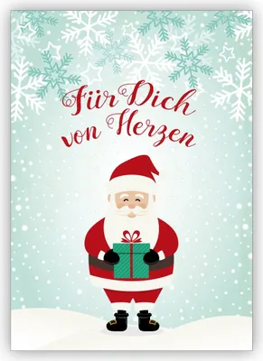 Produktbild von Süße Geschenk Weihnachtskarte mit Weihnachtsmann im Schnee: Für Dich von Herzen