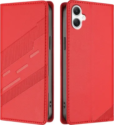 Produktbild von Hülle für Samsung Galaxy A06 5G/4G, Kunstleder Brieftaschen Handyhülle mit Kartenfach und Standfunktion Rot