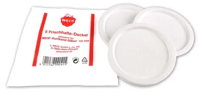 Aufbewahrungsdeckel, 5 Stück, 120 mm, Kunststoff, weiß