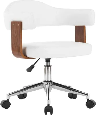 Image de vidaXL Chaise de salle à manger Pivotante Blanc Bois courbé et similicuir