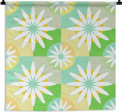 Produktbild von MuchoWow® Wandteppich Wandbehang Blumen - Sommer - Muster 150x150 cm Tapisserie Dekoration Wandtuch - Wohnaccessoires - Modernes