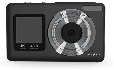 Zdjęcie produktu dla Cyfrowy aparat fotograficzny 4K z podwójnym ekranem, 48 MP, 18-krotny zoom, czarny