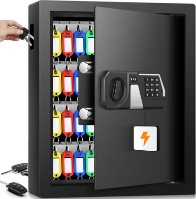 Produktbild von Panzerschrank für Wandmontage mit Feuerbeständigem Schlüssel-Schließsystem Elektronisches Schloss Schwarz