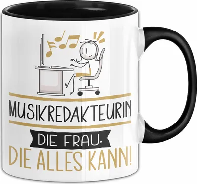 Produktbild von Musikredakteurin Geschenk Tasse Becher Die Frau Die Allen Kann Geschenkidee für eine Musikredakteurin Lustig (Schwarz)