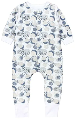 Produktbild von TupTam Baby Schlafsack Baumwolle 2.5 TOG mit Füßen & abnehmbaren Ärmeln, Herbst Winter, warm & atmungsaktiv, Farbe: Punkte Grau Beige, Größe: 104-110