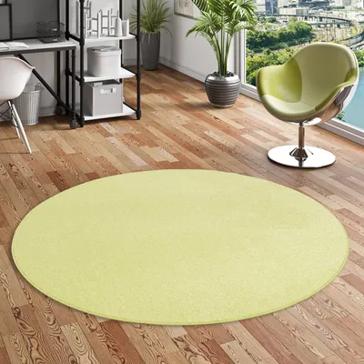 Produktbild von Hochflor Velours Teppich Luna Lindgrün Rund, Größe:300 cm Rund