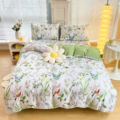 Immagine prodotto di Set da letto in morbida microfibra 135x200 cm, verde a fiori