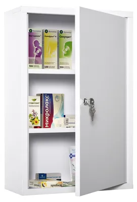 Obrázok produktu pre kleankin Lekárnička, skrinka na lieky, skrinka prvej pomoci, 3 priehradky, oceľová, biela