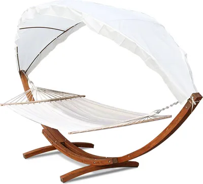 Obrázek produktu pro SWANEW Houpací síť odolná proti povětrnostním vlivům Houpací síť Bar Hammock Outdoor Wood s rámem XXL Zahradní houpací rám 2 osoby 410cm Zahradní lehátko Lounger