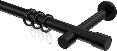 Produktbild von Interdeco Gardinenstange / Vorhangstange Schwarz, Typ Prestige Santo (Kappe), 20 mm Ø 1-läufig, 160 cm