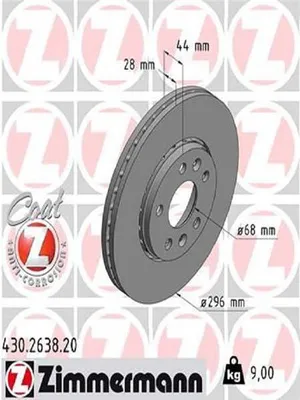 Produktbild von 2x ZIMMERMANN Bremsscheibe 430.2638.20 für OPEL Vivaro B Combi (X82) 44mm 9kg
