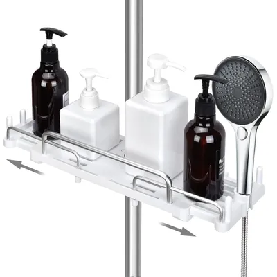 Produktbild von MODFU Duschablage ohne Bohren einstellbar Duschkorb Aluminium rostfrei Duschregal hängend Duschablage Weiß