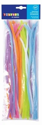 A package of colorful pipe cleaners.