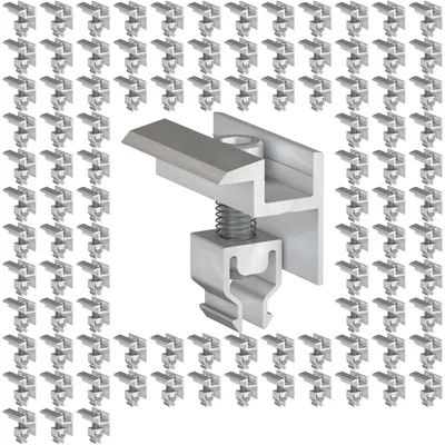 Produktbild von 100x Endklemme Klickfix Silber 30-40mm Solarmodul Halterung Modulklemme Solar Modul Klemme Befestigung Halterung PV Montage Panel Aluminium Profil