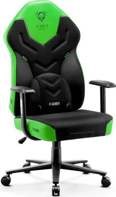 Produktbild von Diablo X-Gamer 2.0 Gaming Stuhl Bürostuhl Stoffbezug Ergonomisches Design Lendenwirbelkissen Softpadauflage (Schwarz-Grün)