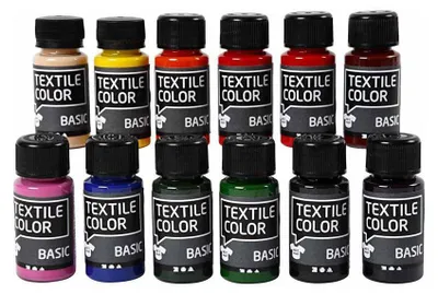 Zdjęcie produktu dla Farba do tekstyliów Creative Company Półkryjąca farba do tekstyliów, 12x50ml