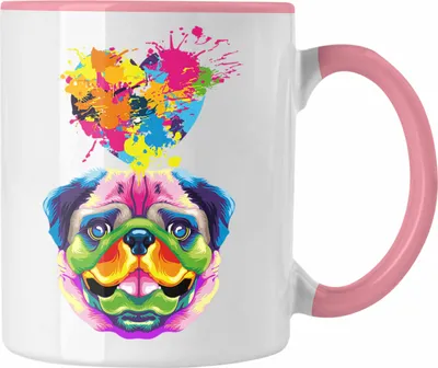 Produktbild von Trendation - Mops Herz Farbe Besitzer Tasse Geschenk Lustiger Spruch Geschenkidee Mops Liebhaber (Rosa)