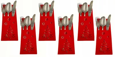 Produktbild von Tannenbaum mit Stern Weihnachtliche Bestecktaschen 6 Stück