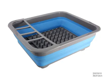 Produktbild von Zusammenklappbarer Abtropfkorb / Geschirrkorb - blau - Kunststoff - 36 x 31 - Kuche - Campingzubehor