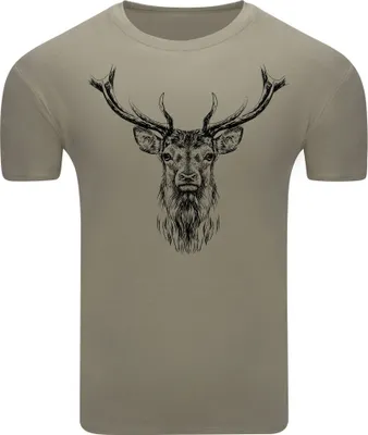 Immagine prodotto di T-shirt da uomo Diarbo con stampa animalista di una testa di cervo color kaki taglia M