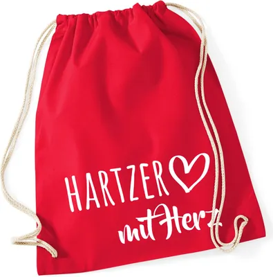 Produktbild von Huuraa Turnbeutel Hartzer mit Herz 12 Liter Classic Red Baumwolle Rucksack Geschenkidee