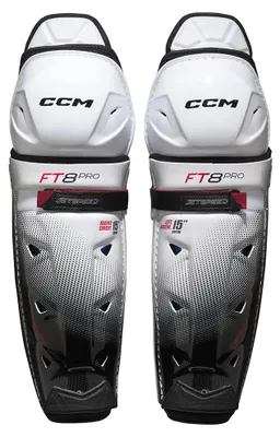 Image de CCM JetSpeed FT8 Pro Senior Protège-tibias pour le hockey sur glace, Taille : 16''/41 cm