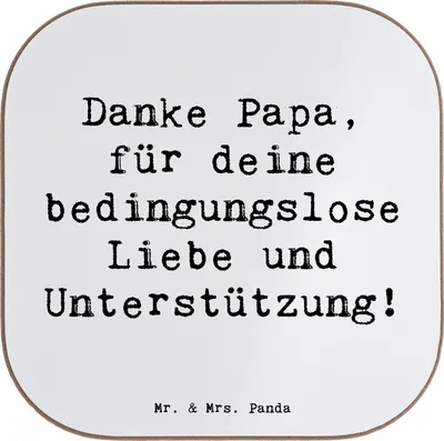 Produktbild von Mr. & Mrs. Panda Untersetzer für Gläser Spruch Danke Papa - Weiß - Geschenk, bedingungslose Liebe, Flaschenuntersetzer, Tassen, Familienliebe, Aufmerksamkeit, Coaster