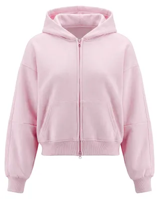 Produktbild von Strickhoodie mit Reißverschluss und Kapuze in Rosa, Größe L