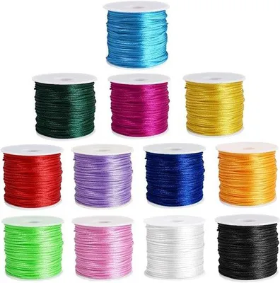 Produktbild von Armbandgarn, 12 Rollen, 1,5 mm, Satin-Nylon-Faden für Perlenarbeiten, Kumihimo, Makramee, Schlüsselanhänger und Schmuckherstellung