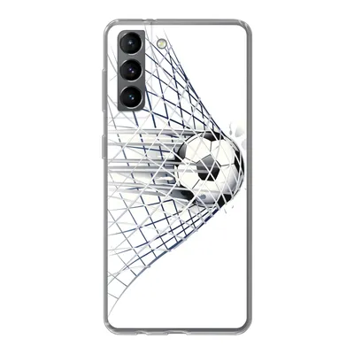 Produktbild von MuchoWow® Handyhülle Schutzhülle Hülle für Samsung Galaxy S21 Eine Illustration eines Fußballs, der ins Tor geht - Jungen - Mädchen - Kinder Silikon Softcase Handy Hülle - Softcase