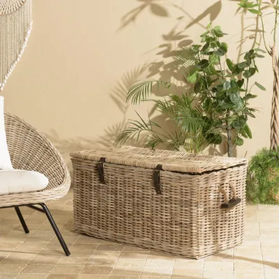 Image de KALLY - Coffre de rangement en rotin naturel 100cm