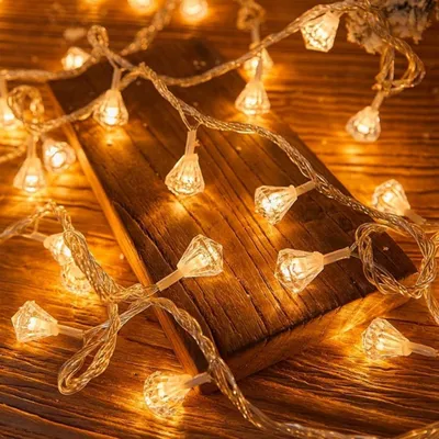 Kristall-Rosen-Lichterkette 40 warmweiße LEDs 6 m batteriebetrieben