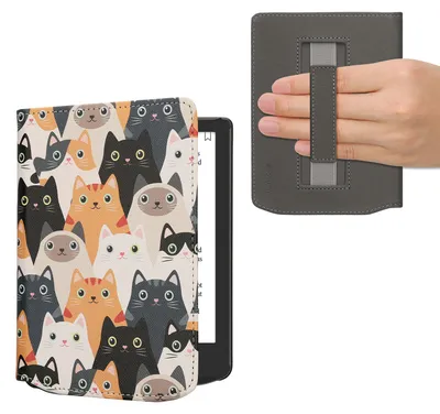 Produktbild von kwmobile Schutzhülle für Pocketbook Verse / Verse Lite / Verse Pro / Color / Vivlio Light/Light HD Hülle - eReader Flip Case mit Handschlaufe und Auto