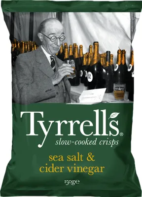 Produktbild von Tyrrells Handcooked Sea Salt und Cider Vinegar Chips vegan 150g
