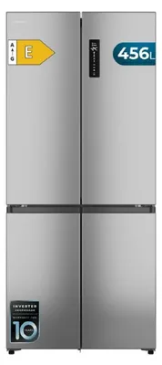 Immagine prodotto di Cecotec Bolero CoolMarket FD 576 Inox E: frigorifero French Door con finitura in acciaio inossidabile, capacità extra large di 576 litri, MetalFlex Cooling, Green HUB XL, Dual Green HUB, maniglie in metallo, AuraLED.