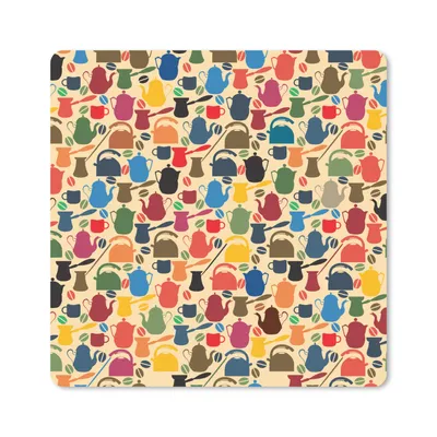 Produktbild von MuchoWow® Mauspad Mousepad Muster - Kaffee - Teekanne - Retro 30x30 cm - Mousepads - Maus Mat - Pad - Mausunterlage - Gaming
