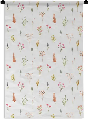 Produktbild von MuchoWow® Wandteppich Wandbehang Blumen - Pastell - Muster 90x135 cm Tapisserie Dekoration Wandtuch - Baumwolle - Wandskulptur