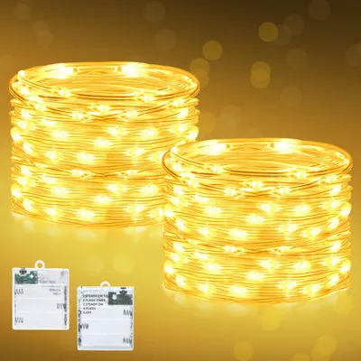Lichterkette 3 m, 30 LEDs, warmweiß, 5 Modi, Timer, 2 Stück