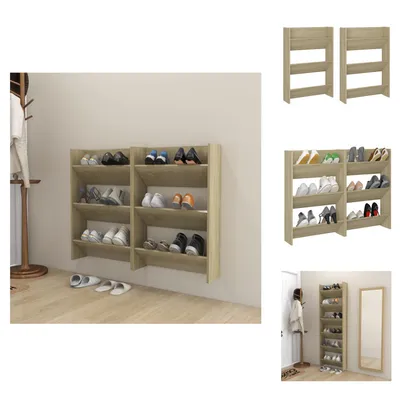Obrázek produktu pro vidaXL Nástěnné botníky 2 ks Sonoma dub 60x18x90cm materiál na bázi dřeva - Botníky a skříňky