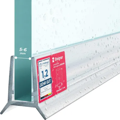 Produktbild von STEIGNER Duschtürdichtung UK24 200 cm (1 Stk.) Transparent - Dichtung gerade für Eckeinstieg Dusche oder Fünfeckdusche mit Duschtür 5-6 mm - Schutz gegen Auslaufen, Perfekte Passform, Wasserdicht